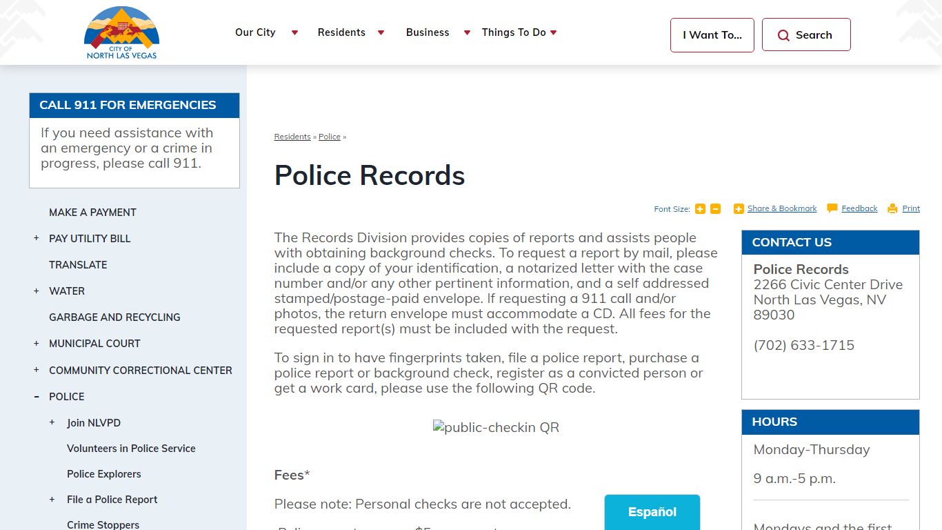 Police Records | City of North Las Vegas